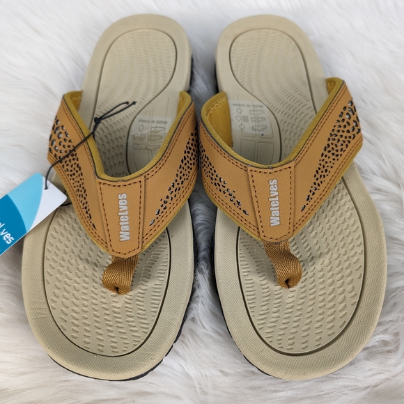 Watelves waterproof sandals, flip flops, men's size 43EU, 10US, tan - Picture 2 of 10